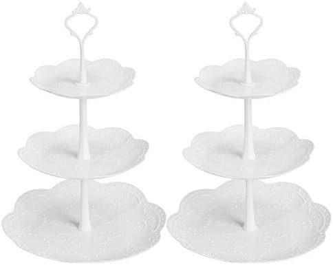 Coitak Plastik Cupcake Standları, 3 Katmanlı Cupcake Standı, tatlı Kulesi Tepsi için Çay Partisi, Bebek Duş ve Düğün (2 Paket)