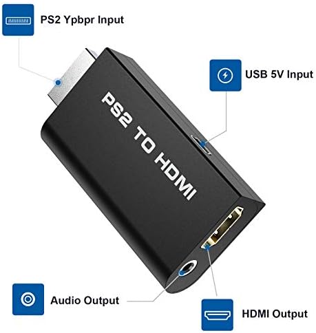 PS2-HDMI Dönüştürücü Adaptör, Rybozen PS2-HDMI Video Dönüştürücü, HDTV HDMI Monitör AV-HDMI Sinyal Aktarım Adaptörü için 3,5