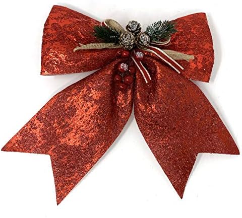 allgala Noel Dekoratif Yaylar için Çelenk Çelenk Treetopper Noel Ağacı (14 Jumbo Kırmızı Folyo 2-PK) - XBW93054