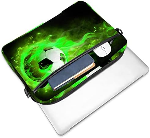 Yeşil Alev Futbol Laptop omuz askılı çanta Kılıf Kol için 13.4 İnç 14.5 İnç Dizüstü laptop çantası Dizüstü Evrak Çantası Iş Evrak
