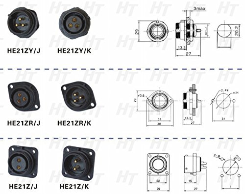 HangTon HE21 7 Pin 15Amp Güç Konektörü Su Geçirmez Havacılık Dairesel Kablo Fiş ve Panel Montaj Soketi için LED / Güç / Aydınlatma