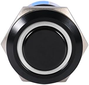 LED Düğme Anahtarı, 19mm 12 V LED ON/Off Siyah Su Geçirmez Kendinden Kilitleme Mandalı Push Button Flate Anahtarı (Beyaz LED)