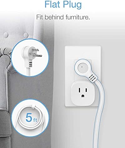 TESSAN Güç Şeridi ile USB, Düz Fiş Uzatma Kablosu için Kapalı, Yurt Odası, Ofis Essentials