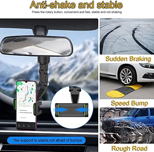 TWGT Yeni 360° Dikiz Aynası Telefon Tutucu - Araba Dikiz Aynası Montaj Telefon ve GPS Tutucu,İstikrarlı Sallayarak değil Evrensel