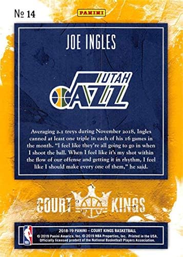 2018-19 Mahkeme Kings Uluslararası Basketbol 14 Joe Ingles Utah Caz Resmi Blaster Özel NBA Ticaret Kartı Panini Amerika