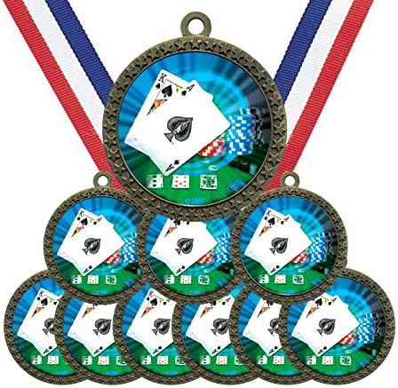 Ekspres Madalyalar Çeşitli 10 Paket Stilleri Poker Ödülü Madalyaları Boyun Kurdeleli Kupa Ödülü Ödül Hediyesi