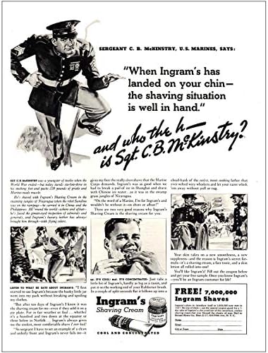 RelicPaper 1937 Ingrams Tıraş Kremi: H Kimdir SGT C B McKinstry, Ingram'ın Tıraş Kremi Baskı Reklamı