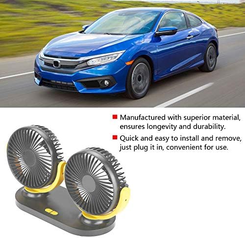 Araba Fanı, Fydun Soğutma Hava Fanı 3 Hız 12 V Ayarlanabilir Güçlü Rüzgar Hava Çift Kafa Mini Fan Taşınabilir Klima Oto Soğutucu