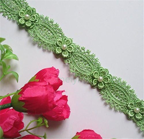 2 Metre Çiçek Inci Kirpik Dantel Kenar Trim Şerit 3 cm Genişlik Vintage Stil Çim Yeşil Kenar Abartı Kumaş Işlemeli Aplike Dikiş