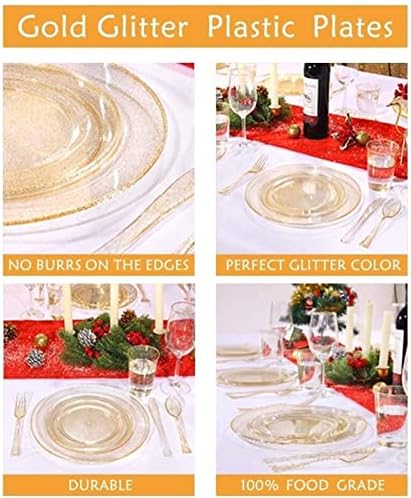 Elektrikli fırın Altın Plastik Tabaklar-Tek Kullanımlık Altın Glitter Meze Tabakları-Düğün ve Partiler için 7.5 inç Plastik Salata