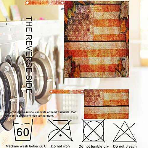 visesunny Amerikan Bayrağı Akçaağaç Yaprağı Ahşap Desen Fermuarlı Cepler ile 2 Adet ıslak Çanta Yıkanabilir Kullanımlık Ferah