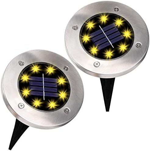 Neo LOONS güneş zemin ışıkları, 8 LED açık In-zemin ışık güneş disk bahçe ışıkları için ışık sensörü ile Yard Patio yolu çim