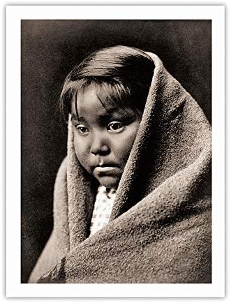 Çölün Çocuğu - Navajo Kızılderili-Edward S. Curtis'in Vintage Sepya Tonlu Fotoğrafı c. 1904- Saf Karbon Arşiv Mürekkepleri-290gsm