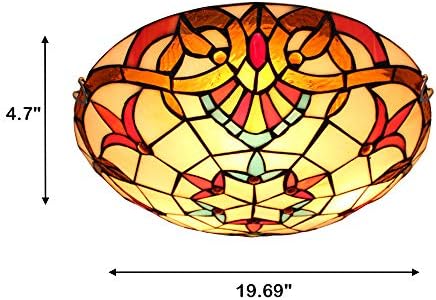 BAYCHEER Vintage gömme montaj tavan ışık 4 ışıkları barok Tiffany tavan lambası iç mekan aydınlatması 19.69 vitray gölge için