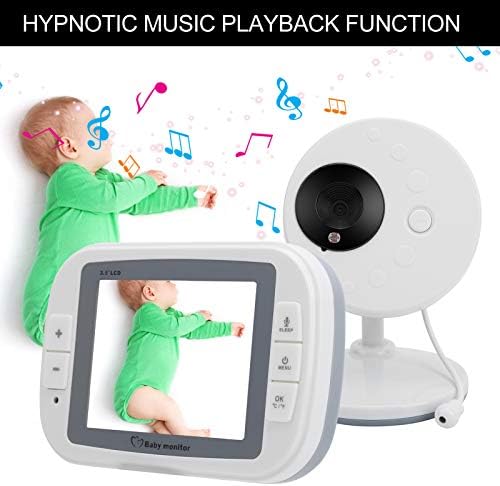 3.5 inç Video Bebek Monitörü, kablosuz bebek monitörü w/LCD Ekran, dijital Bebek Pet Monitör Dahili Mikrofon ve Hoparlör, Müzik