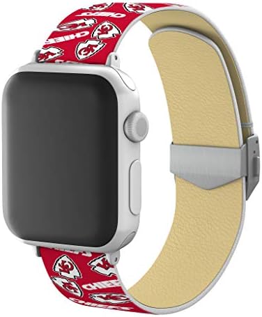 Kansas City Chiefs Tam Baskı saat kayışı ile Kazınmış Toka ile Uyumlu Apple Watch-38 / 40mm Stripes
