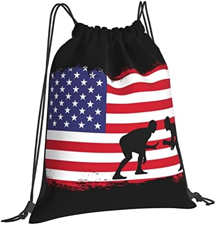 İpli sırt çantası Retro Amerikan güreş dize çanta Sackpack spor salonu alışveriş spor Yoga için