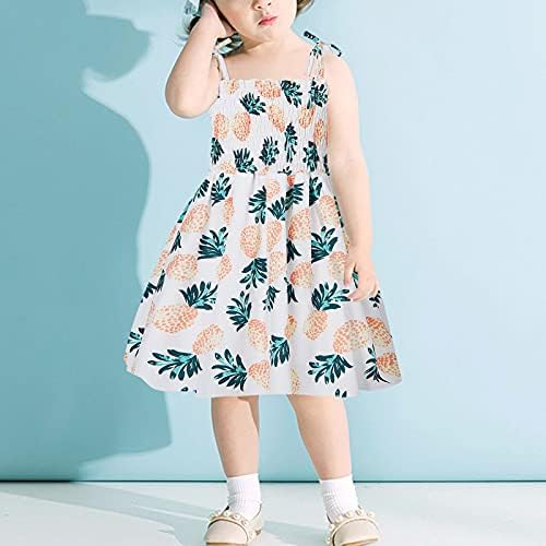 ZDFER Toddler Bebek Kız Elbise Rahat Yaz Çiçek Fırfır Askı Prenses Midi Elbiseler Backless Sundress Plaj Kıyafetleri