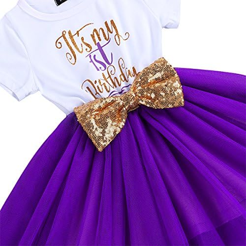 OwlFay Bebek Yürüyor Kızlar Bu Benim 1st / 2nd Doğum Günü Prenses Elbise Parlak Sequins Bow Kafa Parti Giysileri Kek Smash Kıyafetler