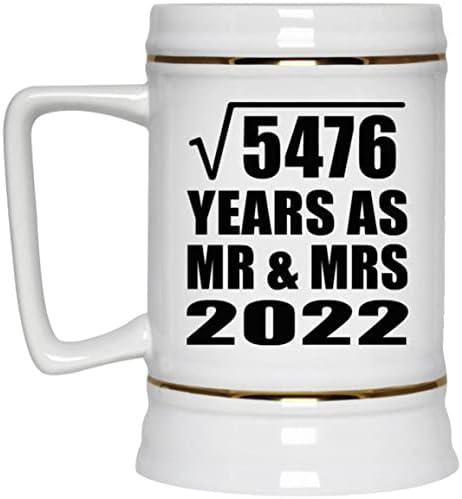74th Yıldönümü Karekök 5476 Yıl Olarak Mr & Mrs 2022-22 oz Bira Stein Seramik Bar Kupa Tankard Drinkware-Eşi için Koca Lady Onu
