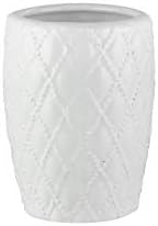 Elle Collection Kabartmalı Seramik Banyo Tumbler, Beyaz