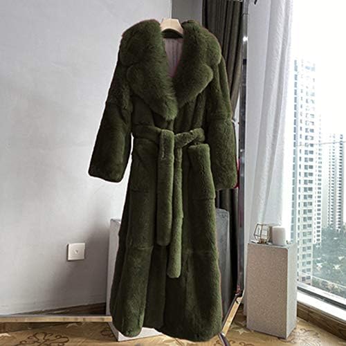 Zemub Kış Sıcak Hırka Kadınlar ıçin Artı Boyutu Rahat Gevşek Boy Uzun Bluz Peluş Katı Taklit Kürk Yaka Palto