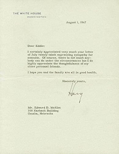 Başkan Harry'nin Truman Yazdığı Mektup 08/01/1947 tarihinde İmzalandı