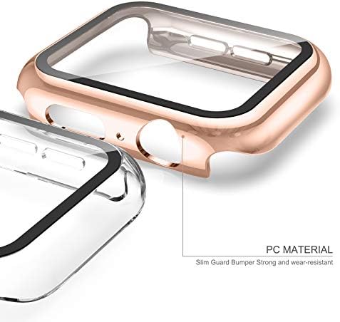 Goosehıll 4 Paket Kılıf Apple Watch 44mm Dahili Temperli Cam Ekran Koruyucu, İnce Koruyucu Tampon Tam Kapsama HD Ultra İnce Kapak