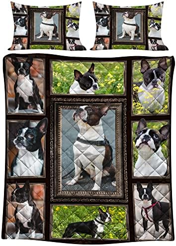 Boston Terrier Köpek Yorgan yatak seti, Köpek Severler için En İyi Hediye, Hediye için Erkek, Kız, Anne, Büyükanne, Özel Ad (Tek,