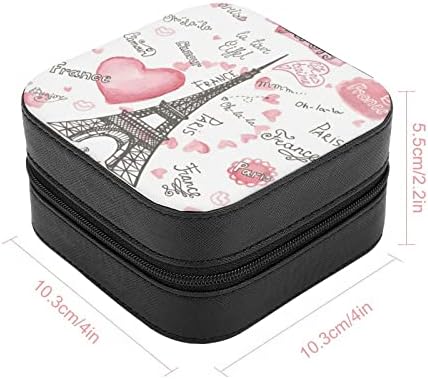 Seyahat takı çantası Paris Eyfel Kulesi Yazı Kalpler Takı saklama kutusu Kızlar Kadınlar İçin