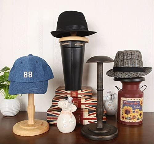 DUOWEİ Antik Kahverengi Kubbe Şekilli Şapka / Peruk Masa Üstü Ekran Standı, Moda Ahşap Vitrin Sahne, Giyim Mağazası, Kap/şapka