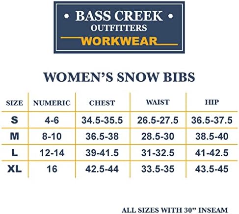 Bass Creek Outfitters kadın Kayak Pantolon yalıtımlı Su Geçirmez Kar önlüğü Tulum (Boyut: S-XL)