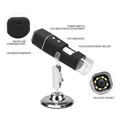 Mikroskop, El Dijital Büyüteç 1000X Kablosuz Endüstriyel PCB Kontrolü için Tespit için Tutucu ile