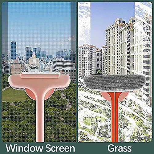 Örgü Pencere Ekran Fırçası, 2'si 1 Arada Pencere Temizleyici Fırça Cam Temizleme Kazıyıcı Islak ve Kuru Çift Kullanımlı, Araba