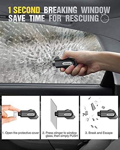 Luxtude 2-in-1 Araba Pencere Kesici ve Emniyet Kemeri Kesici, Acil Anahtarlık Araba Kaçış Aracı ve Araba Camı Kesici, Araba Emniyet
