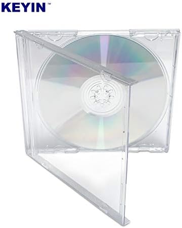 KEYIN Standart Şeffaf CD Mücevher Kutusu-Premium, 10'lu Paket