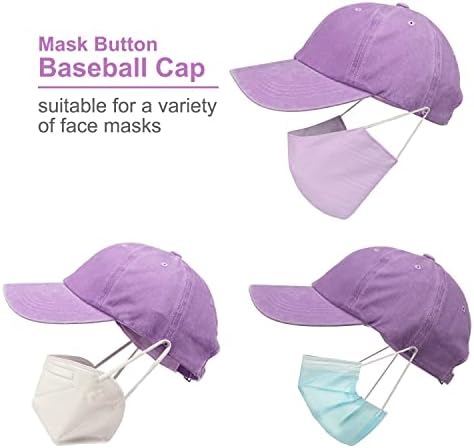 Yüz Maskesi Takmak için Tutucu Düğmeli Klasik Pamuklu Ayarlanabilir Beyzbol Şapkası