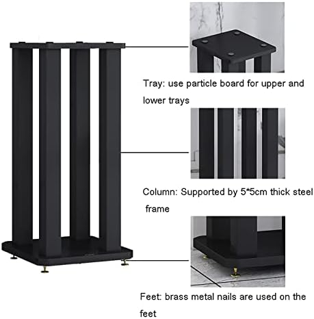 RAJYQODİS Surround Ses Hoparlör Standları, 5×5cm Kalınlaştırılmış Çelik Boru Desteği, Yastıklama Pedi ve Saf Bakır Ayak Sivri