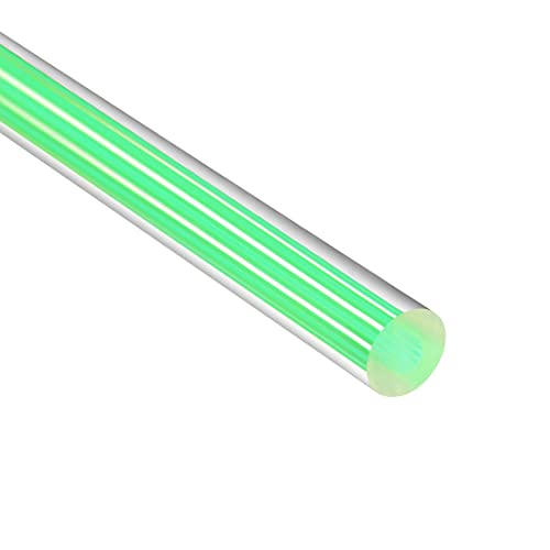 uxcell Akrilik Yuvarlak Çubuk, 1/4 Çap 10 inç Uzunluk, düz Yeşil Çizgi, katı Plastik PMMA Bar Sopa 2 adet