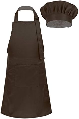 ınhzoy Çocuk Önlük ve şef şapkası Seti Erkek Kız Ayarlanabilir Önlük Önlük Büyük Cep Pişirme Boyama Pişirme