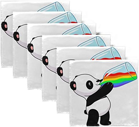 ALAZA Panda ve Gökkuşağı Şişe Bez Peçeteler Yemeği Peçeteler 1 Parça,Kullanımlık Masa Peçeteler Yıkanabilir Polyester Kumaş için