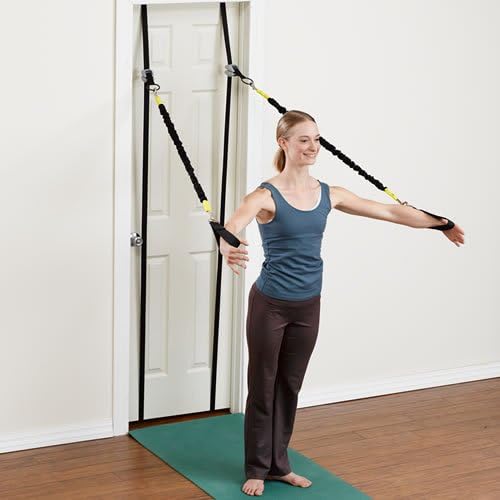 2 Slastix Direnç Bandı, 2 Pamuklu Halka ve 2 Kapı Kayışı, Kapı Egzersiz Ev Jimnastik Sistemi ile Hareket Halindeyken dengeli