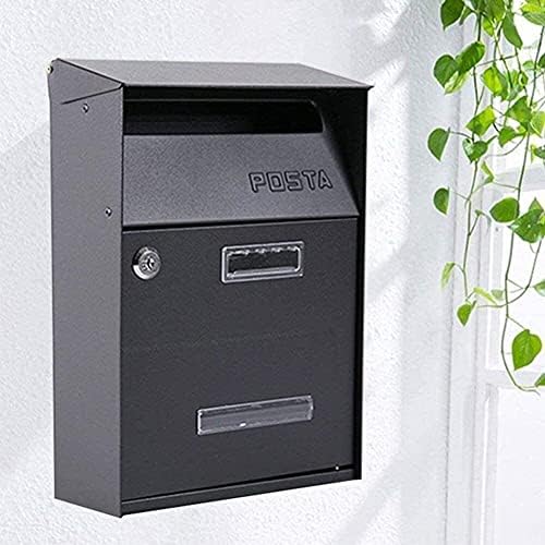 YUXO Duvara Monte Kilitlenebilir Posta Kutusu Güvenlik Lockbox Posta Kutusu Kilidi ile Retro Posta Kutusu Duvara Monte Genel