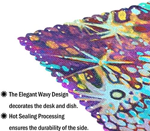 visesunny Renkli Tavuskuşu tüyü Sanat Placemat masa Mat masaüstü dekorasyon Placemats 4 Set Kaymaz Leke ısıya dayanıklı için