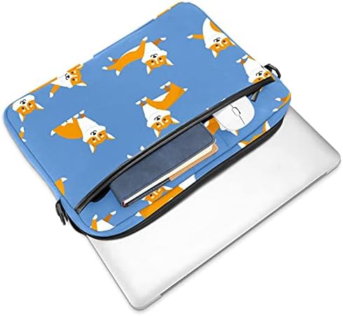 Mavi Corgıs Köpek laptop çantası Kadınlar için Messenger omuzdan askili çanta 14.5 İn Laptop taşıma çantası İş Evrak Çantası