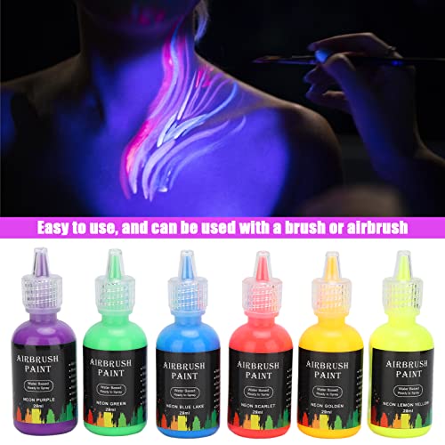 6 adet UV Yüz Vücut Boyası, 6 Renk Sıvı Pigment Seti Gece Sahne Kostüm makyaj mürekkebi, DIY El Sanatları Sanat Yapma Malzemeleri