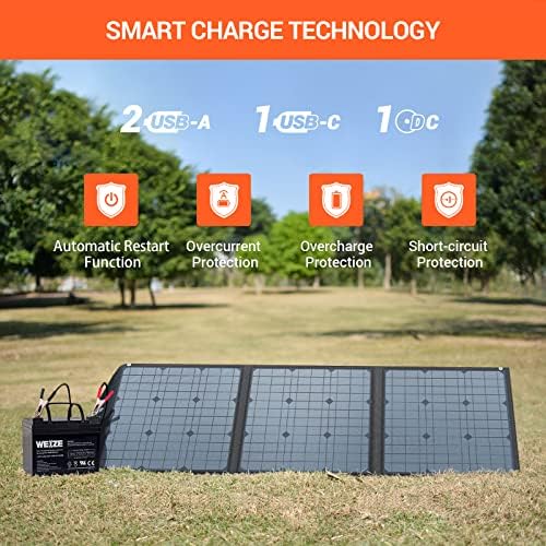 Güneş Panelleri için RV Pil, BigBlue [MPPT Teknolojisi] 120 W Taşınabilir Kamp güneş enerjisi şarj cihazı ile Kickstands(2USB+DC+60