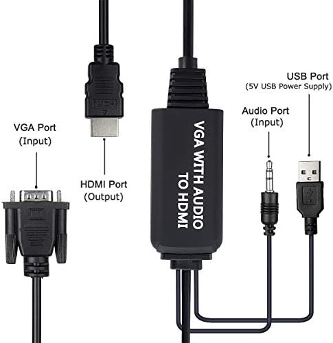 VGA-HDMI Kablosu, Eski PC'yi Bağlamak için Sesli VGA-HDMI Adaptör Kablosu, VGA Çıkışlı Dizüstü Bilgisayar Yeni Monitöre, Ekrana,