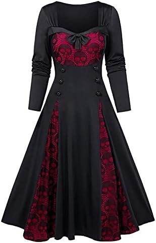 Gotik Koyu Prenses Elbise ıçin Kadın Lady Retro Ortaçağ Örgün Parti Maxi Elbiseler Dantel Dikiş Uzun Kollu Seksi Kıyafeti