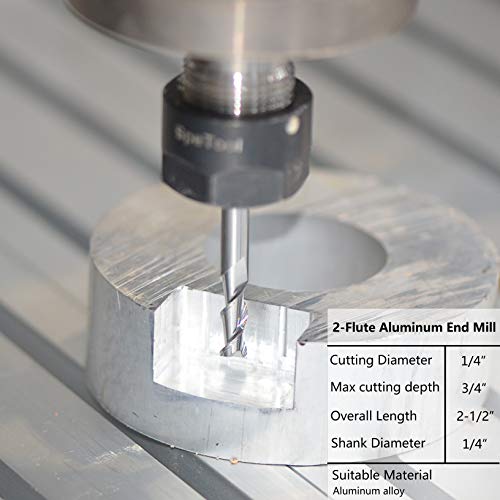 SpeTool 12501 2 Flüt Karbür CNC End Mill İçin Alüminyum (1/4 Shank, 2.5 inç Uzun) Yönlendirici Bit Spiral Değirmen